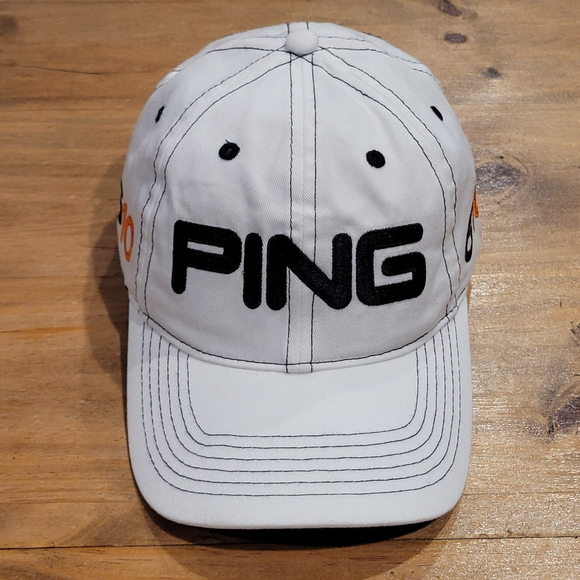 Ping Other - Ping G10 Hat Strap Back White Black Spell Out Golf Club Cotton Dad One Size